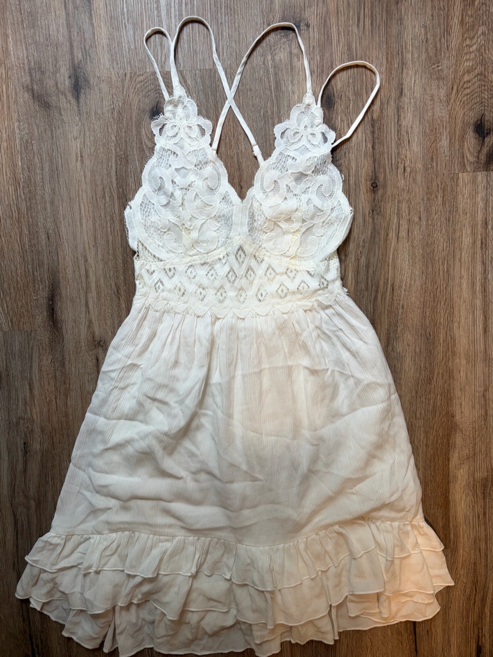 Forever 21 Women’s White Lace Dress w/ Ruffle layering and strappy back. NWOT - Picture 5 of 7